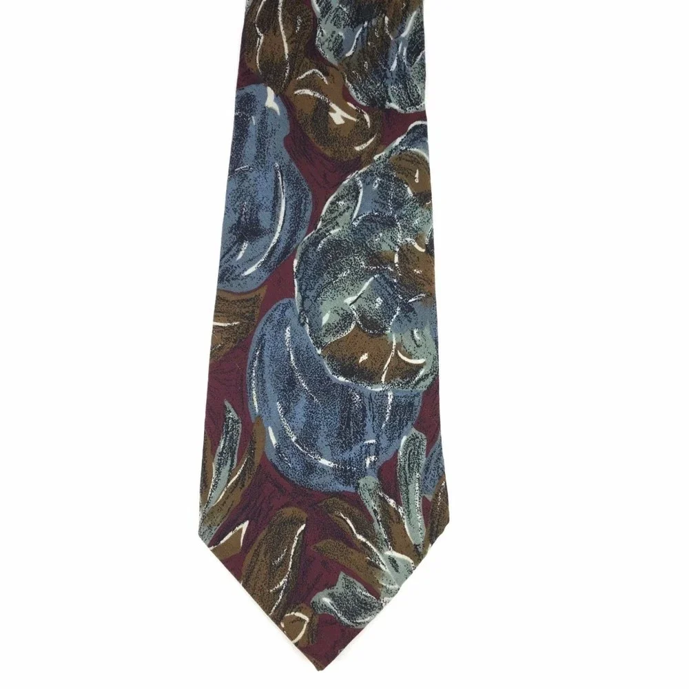 PAL ZILERI Tie Vintage Multicolor Abstract Plant 100% Silk Necktie Made In Italy